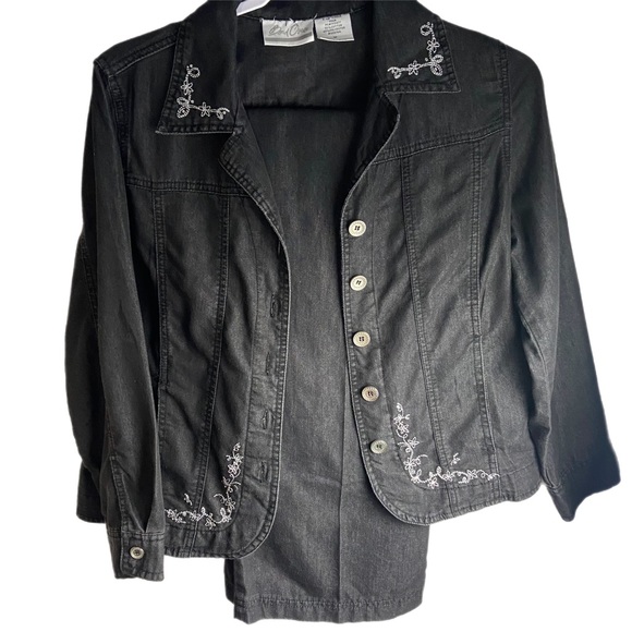 Bend Over Black Denim jeans and jacket set - Picture 1 of 6